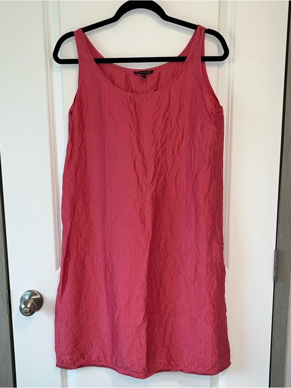 EILEEN FISHER Romantic Small Textured Silk Sleeveless Knee Length Dress